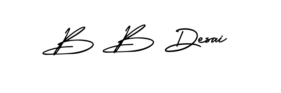 Make a beautiful signature design for name B B Desai. With this signature (AmerikaSignatureDemo-Regular) style, you can create a handwritten signature for free. B B Desai signature style 3 images and pictures png